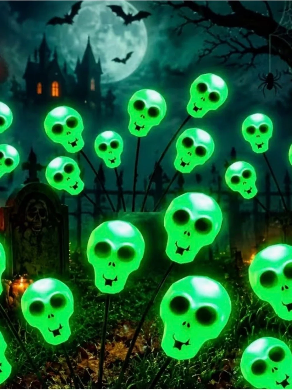 6 skull Halloween lights solar